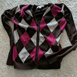 Button up argyle cardigan